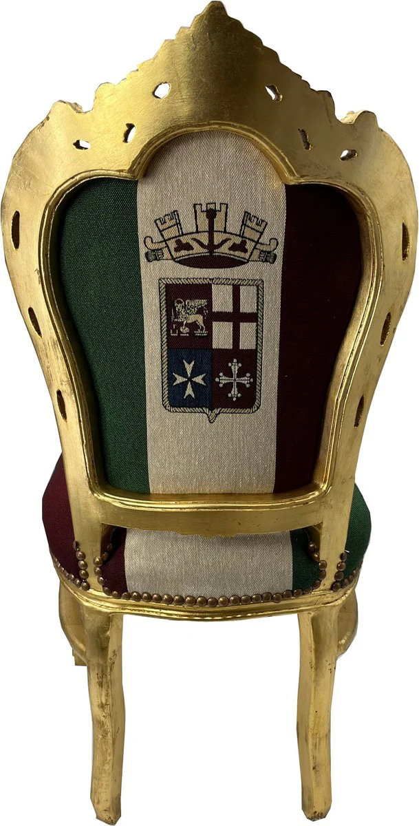 Casa Padrino silla de comedor barroco italia / oro - Silla de estilo antiguo hecha a mano con bandera italiana - Muebles de comedor en estilo barroco - Muebles barrocos