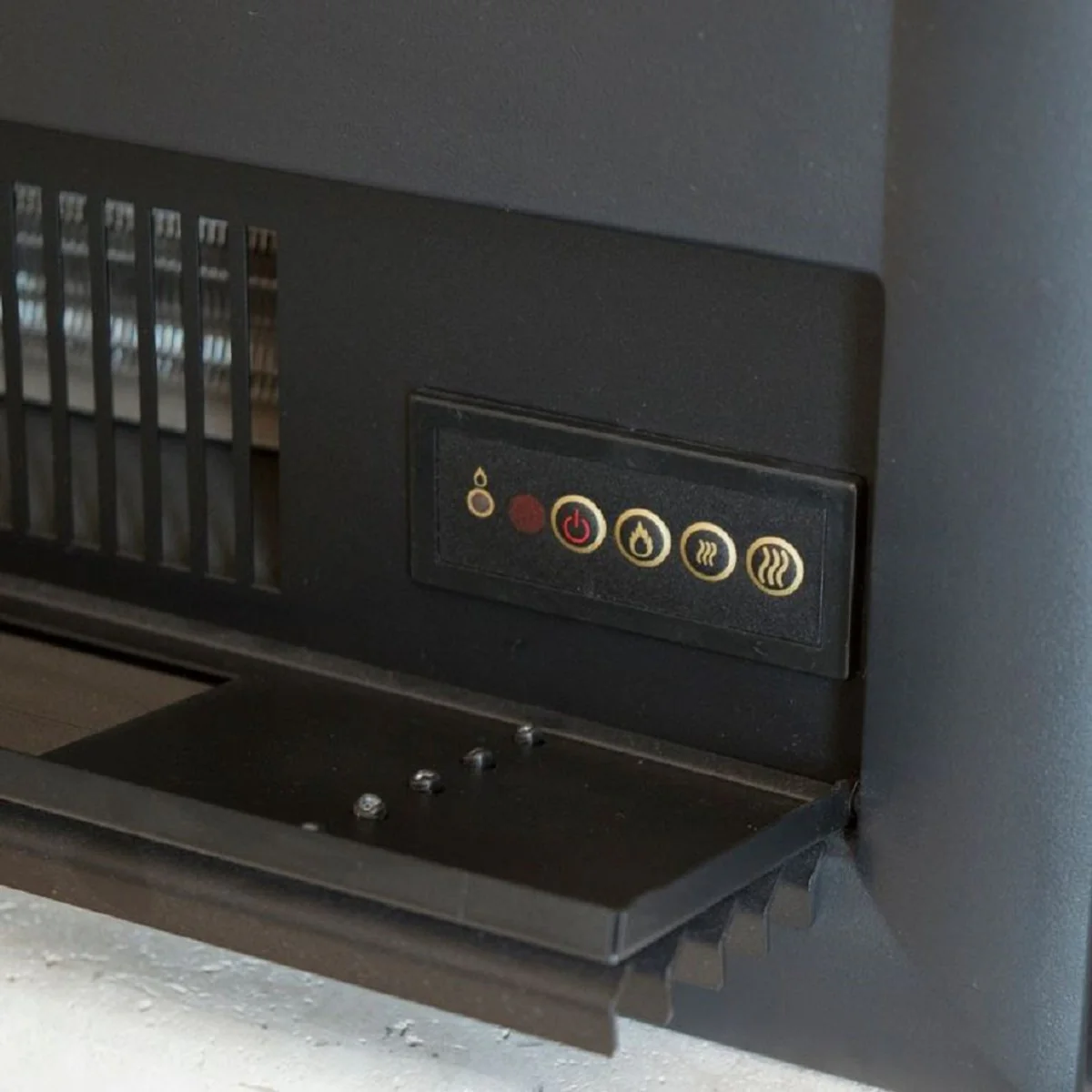 Casa Padrino chimenea empotrada el¨¦ctrica de lujo negro 47 x 20,5 x A. 66,5 cm - Chimenea LED decorativa de sal¨®n con mando a distancia - Muebles de sal¨®n - Muebles de lujo