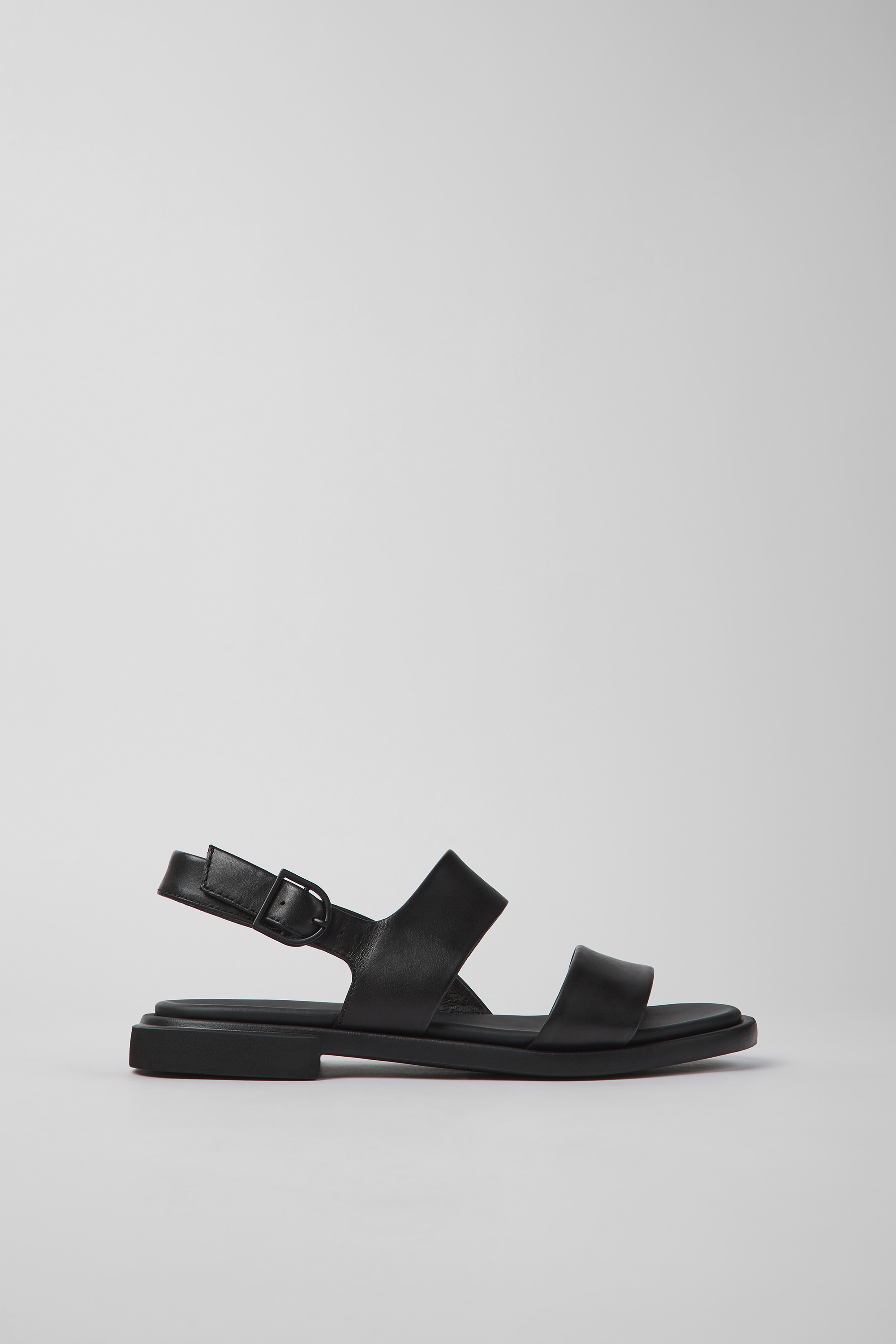 Edy - Black leather sandals for women