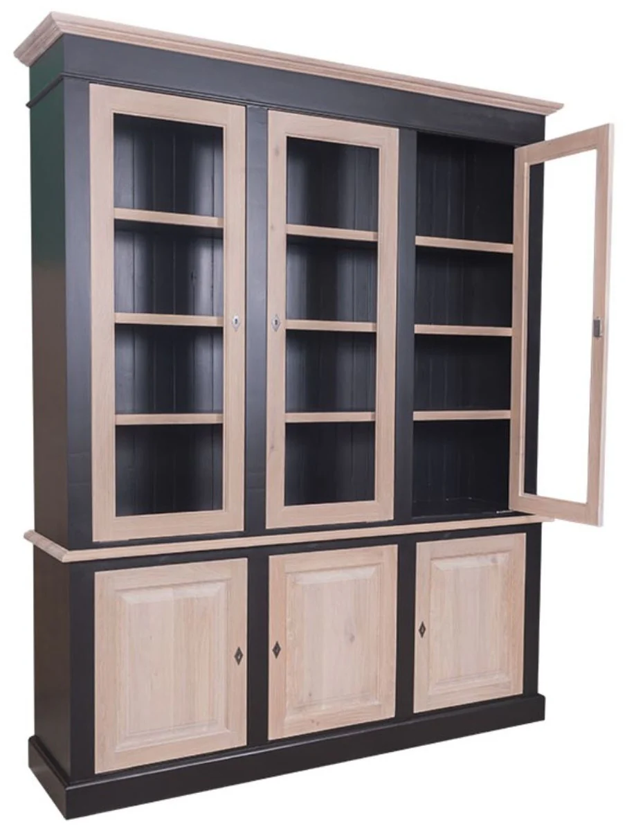 Casa Padrino country style living room cabinet black / natural 182 x 48 x H. 228 cm - Living Room Furniture in Country Style