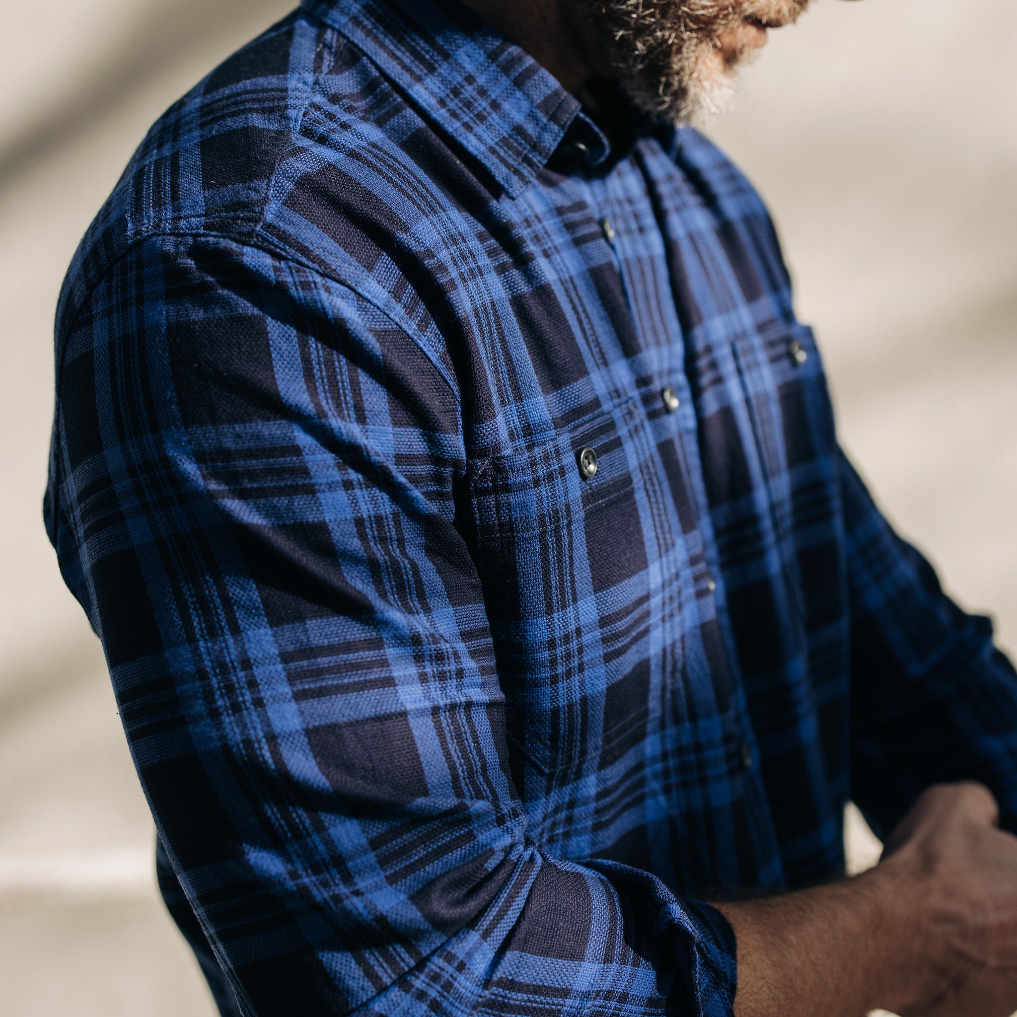 The Utility Shirt in Rinsed Indigo Plaid