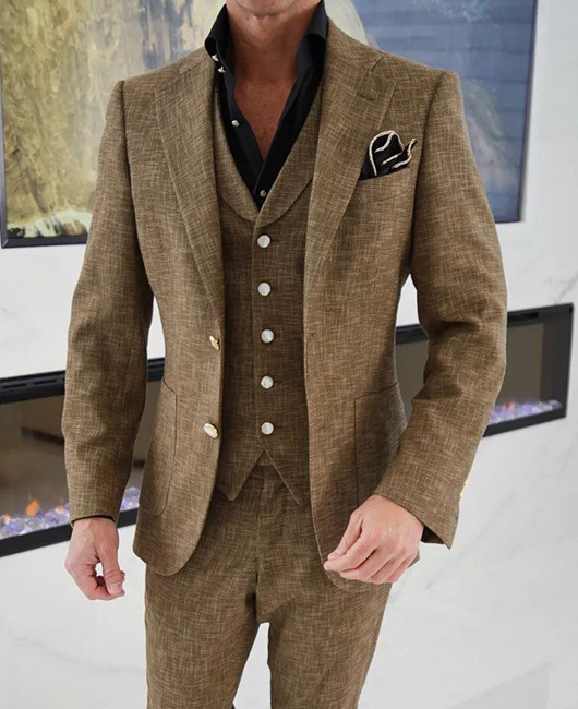 Textured Pattern Notch Lapel Pockets Blazer & Pants 2Pcs Set