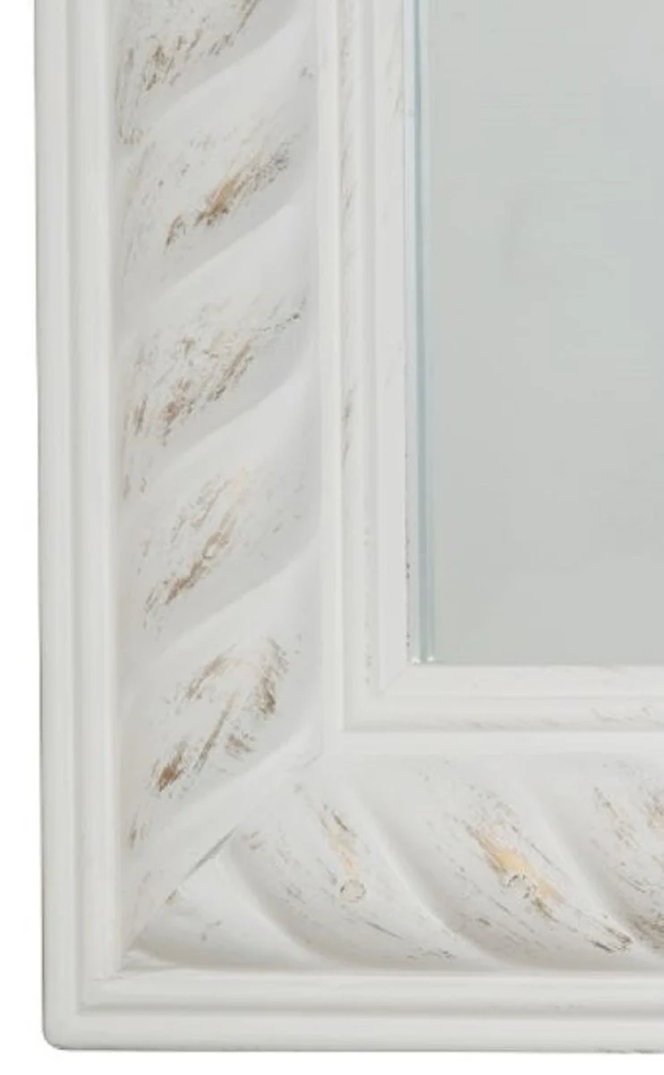 Casa Padrino Espejo de Pared de la Sala de Estar Barroco Plata Blanco Antiguo / Oro 72 x H. 162 cm - Espejo Hecho a Mano en Estilo Barroco