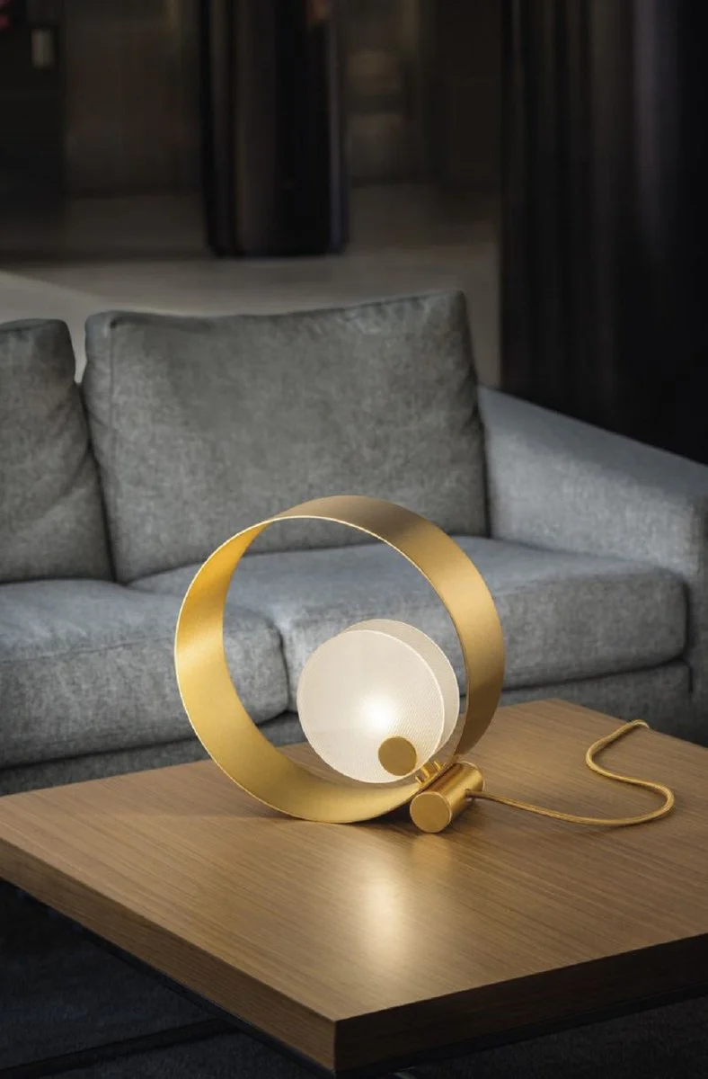 Casa Padrino lámpara de mesa de lujo oro / blanco 30 x 11 x A. 30 cm - Lámpara de escritorio de metal con pantalla de vidrio - Lámparas de mesa de lujo - Calidad de lujo - Hecho en Italia