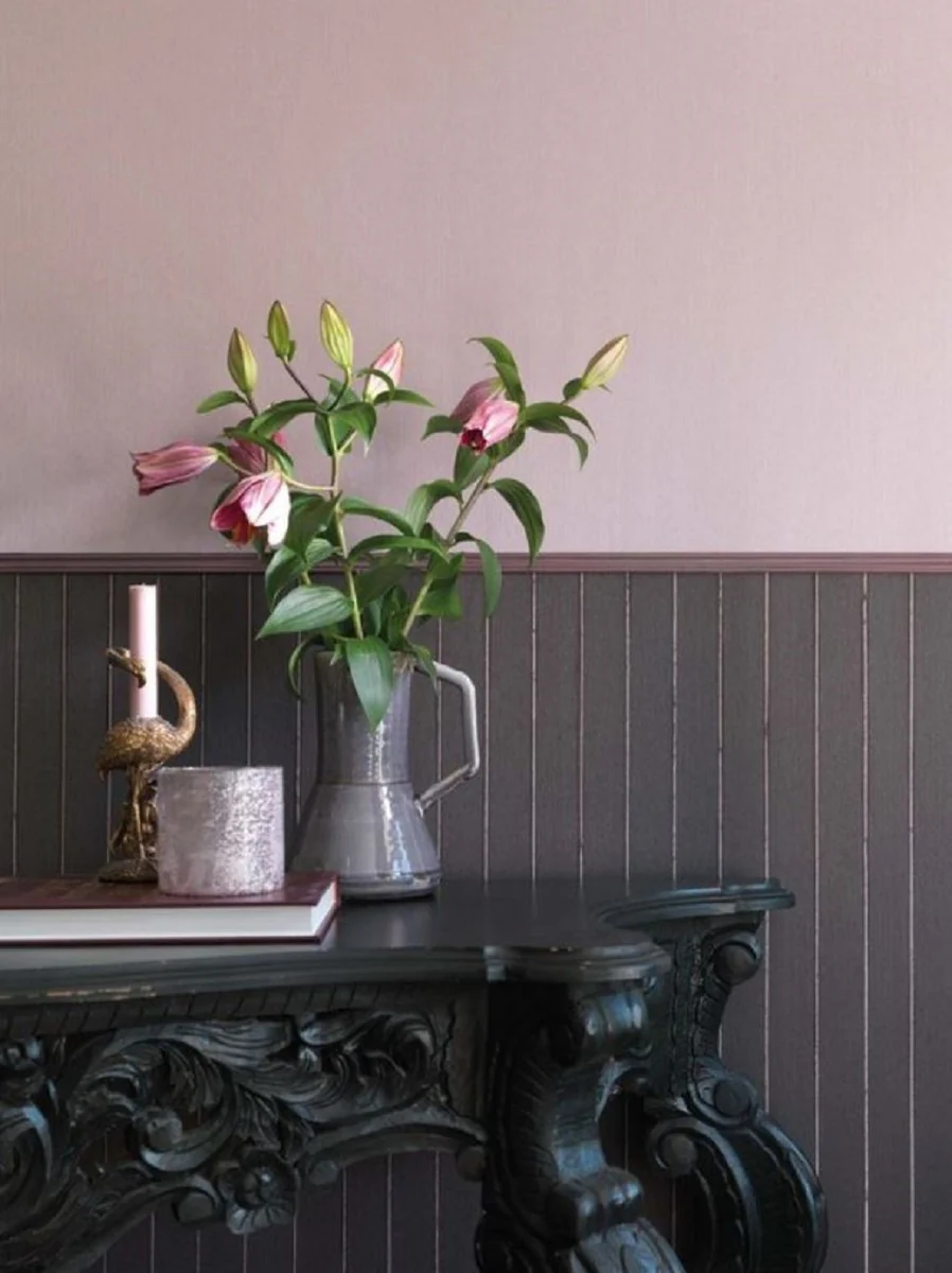 Casa Padrino papel pintado textil barroco antracita / lila 10,05 x 0,53 m - Accesorios de Decoración en Estilo Barroco