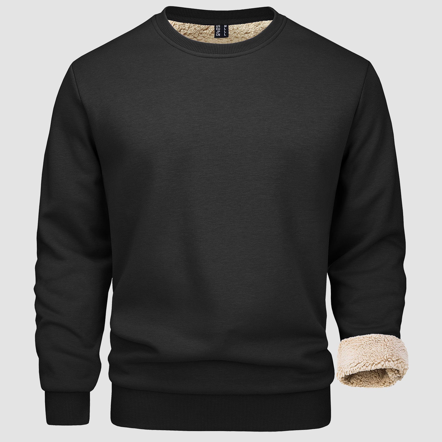Men's Fleece Lined Sweatshirts Pullover Basic Tops Warm Crewneck Winter Sweater Underwear