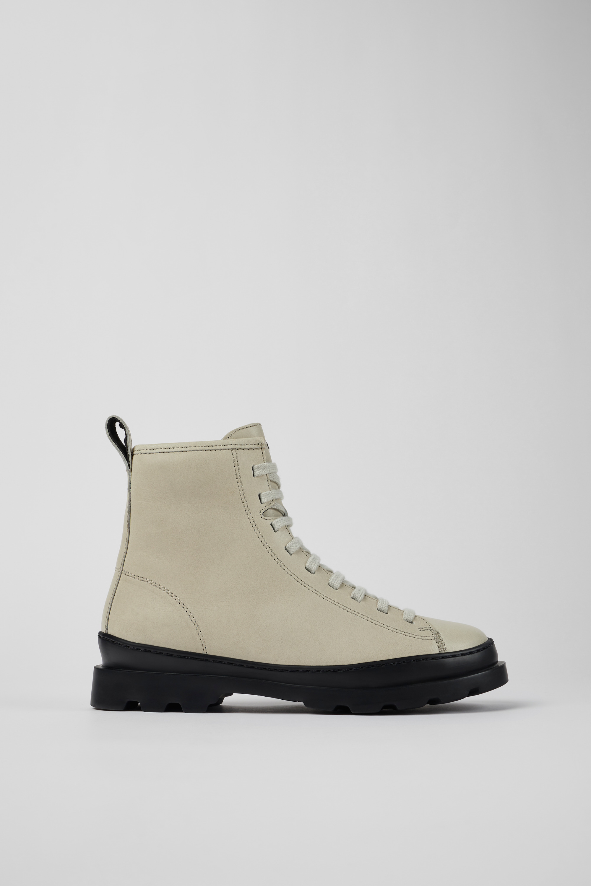 Brutus - Gray leather lace-up boots for women