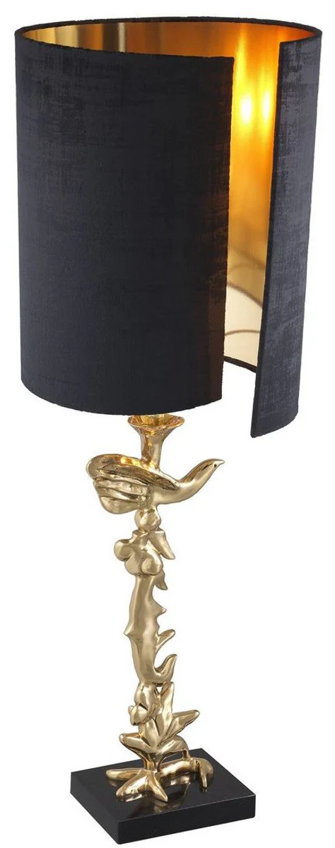 Casa Padrino lámpara de mesa de lujo latón / negro Ø 31 x A. 92 cm - Lámpara de escritorio moderna con base de granito - Colección de Lujo