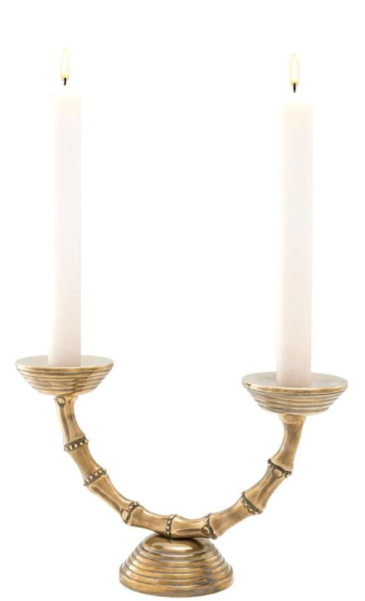 Casa Padrino candelabro doble de lujo vintage latón 32,5 x 11 x H. 21 cm - Accesorios de Decoración de Hoteles y Restaurantes