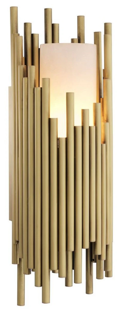 Casa Padrino lámpara de pared de lujo latón antiguo / alabastro 15 x 12 x A. 44,5 cm - Lámpara de pared de latón con pantalla de alabastro - Calidad de Lujo