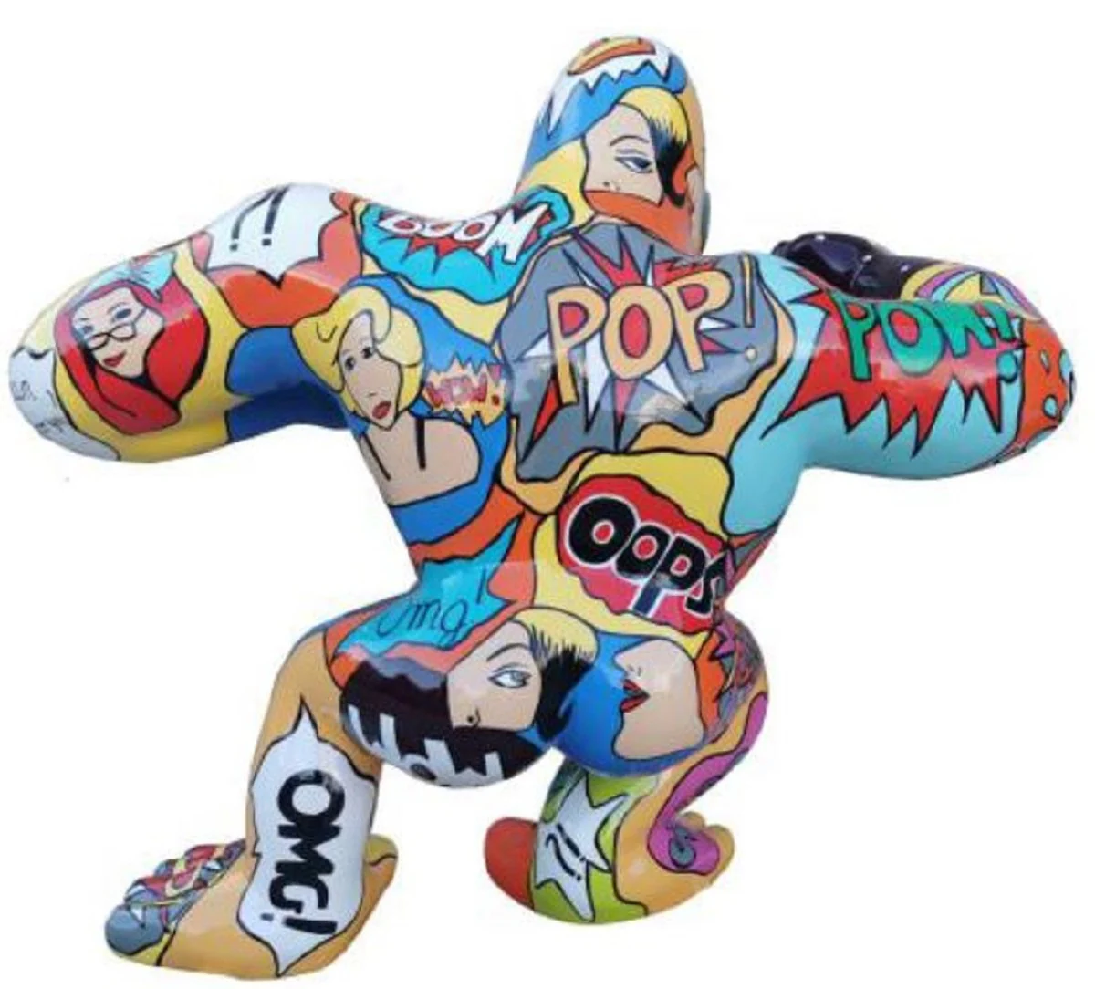 Casa Padrino escultura decorativa de diseño mono gorila colorido 125 x 60 x A. 102 cm - Figura decorativa resistente a la intemperie - Decoración Terraza Jardín