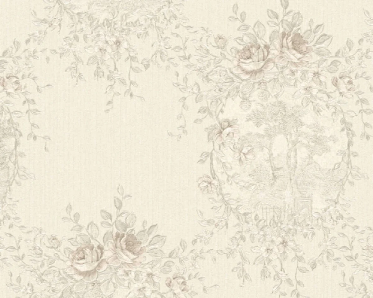 Casa Padrino papel pintado barroco no tejido gris / plata - Papel pintado de salón de estilo barroco con elegante patrón floral - Accesorios de decoración barroco