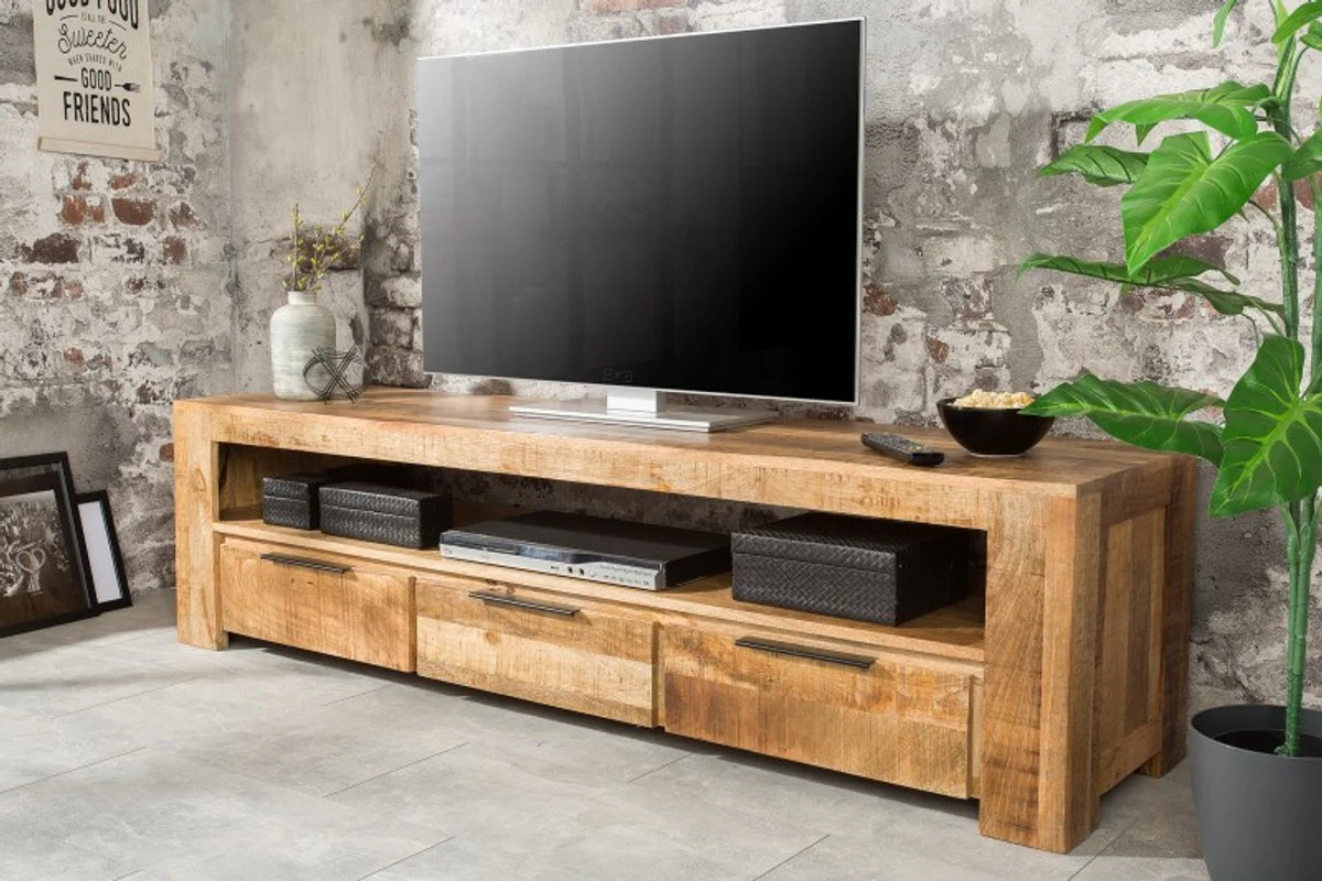 Casa Padrino Designer TV Cabinet Nature W.170cm x H.45cm x D.45cm - Aparador - Cómoda - ¡Hecho a mano en madera maciza Mango!