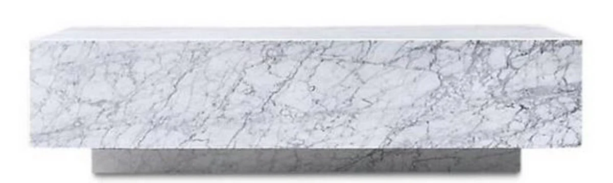 Casa Padrino Mesa de Centro de Lujo Blanco 135 x 80 x H. 35 cm - Mesa de Centro Rectangular de M¨¢rmol de Carrara - Mesa de M¨¢rmol - Calidad de Lujo