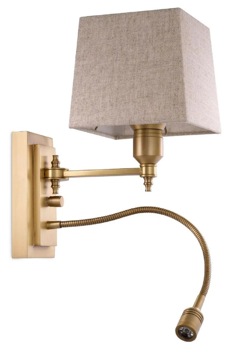 Casa Padrino lámpara de pared de lujo latón antiguo 14 x 25 x A. 30,5 cm - Lámpara de pared con luz de lectura LED giratoria - Luces de hotel - Luces de pared de lujo - Calidad de lujo