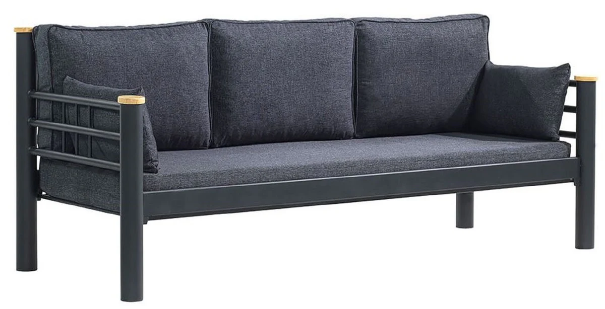 Casa Padrino sof¨¢ de jard¨ªn Art Nouveau antracita / gris / natural 200 x 70 x A. 85 cm - Sof¨¢ de jard¨ªn de metal con cojines - Sof¨¢ de Terraza - Muebles de jard¨ªn - Muebles Art Nouveau