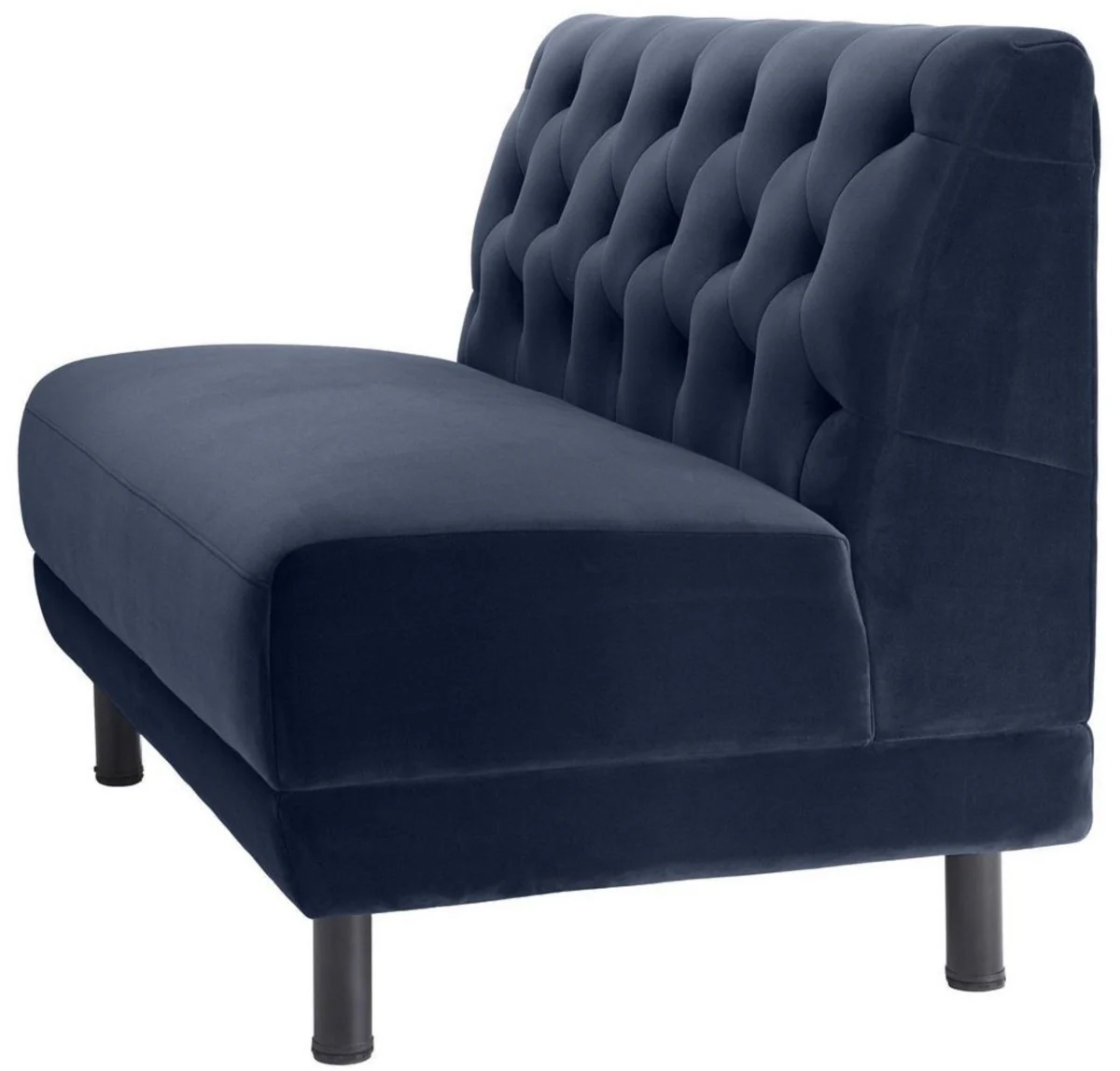 Casa Padrino sof¨¢ Chesterfield de lujo azul medianoche / negro 121 x 75 x A. 85 cm - Sof¨¢ de sal¨®n con tela de terciopelo fino - Colecci¨®n de Lujo