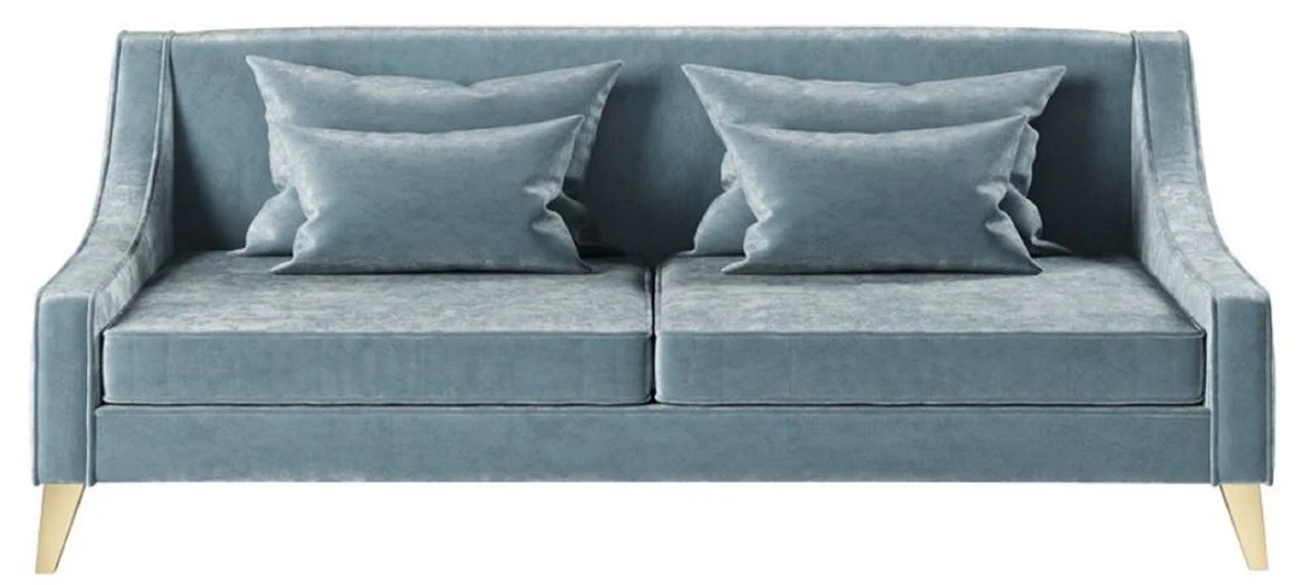 Casa Padrino sof¨¢ neocl¨¢sico de lujo azul claro / oro 152 x 97 x A. 85 cm - Sof¨¢ de sal¨®n - Sof¨¢ de hotel - Muebles de sal¨®n - Muebles de hotel - Muebles de lujo - Muebles neocl¨¢sicos