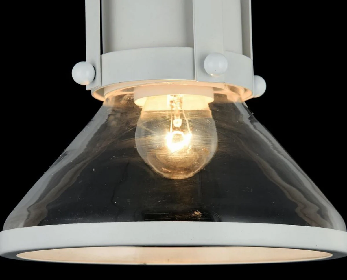 Casa Padrino lámpara colgante / luz colgante de lujo blanco Ø 18,5 x H. 23 cm - Luces y Lámparas