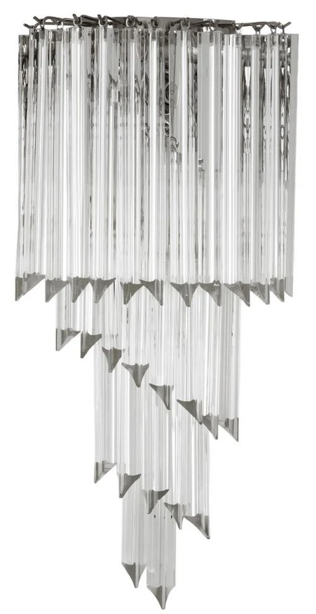 Casa Padrino lámpara de pared de vidrio de lujo plata / vidrio transparente 30 x 14,5 x H. 64,5 cm - Luz de Salón - Calidad de Lujo