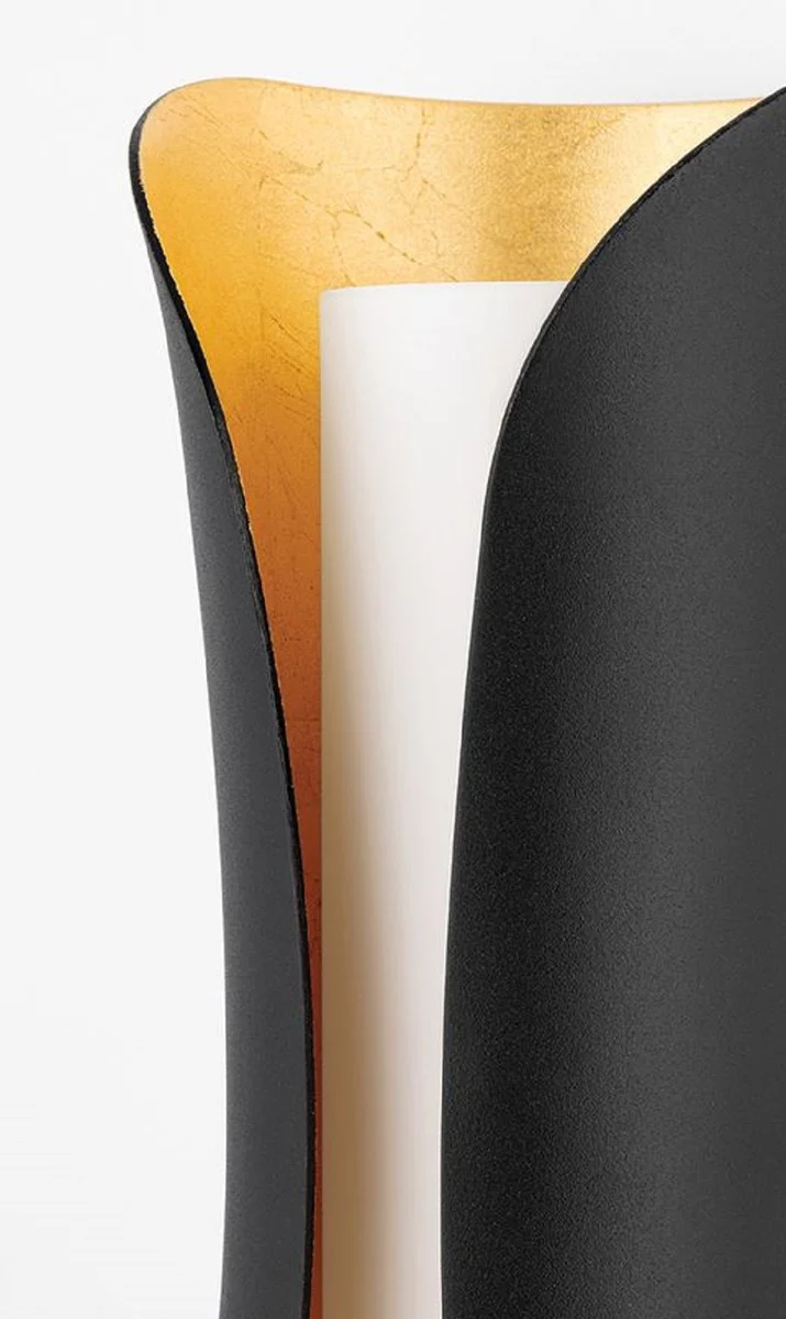 Casa Padrino l¨¢mpara de pared LED de lujo negro / oro / blanco 12,7 x 13,97 x A. 34,29 cm - L¨¢mpara de pared de sal¨®n - L¨¢mpara de pared de hotel - L¨¢mpara de pared de restaurante - Luces de lujo