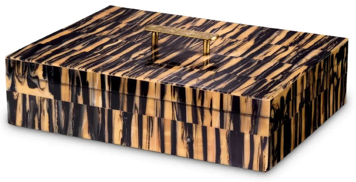 Casa Padrino Caja de Joya de Lujo Natural / Negro / Latón 41 cm