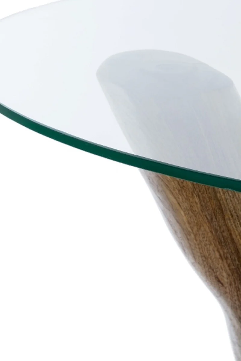 Casa Padrino mesa de cristal de lujo marrón Ø 90 x H. 73 cm - Mesa Redonda de Trípode