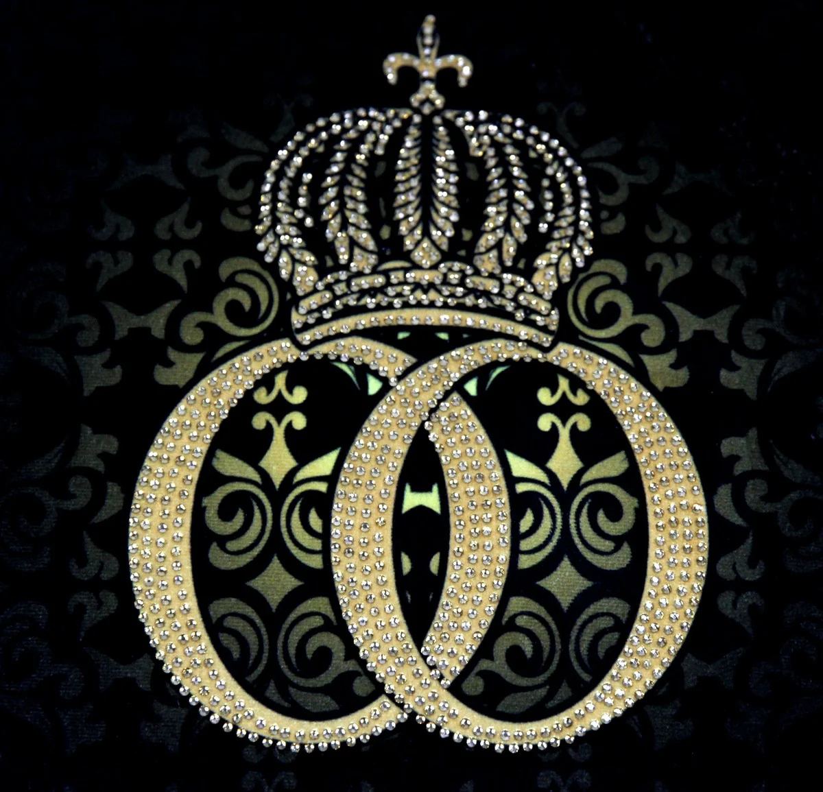 Harald Gl??ckler Luxury Deco Baroque Pillow Pomp??s by Casa Padrino Black / Gold Crown Deluxe with rhinestones and tassels