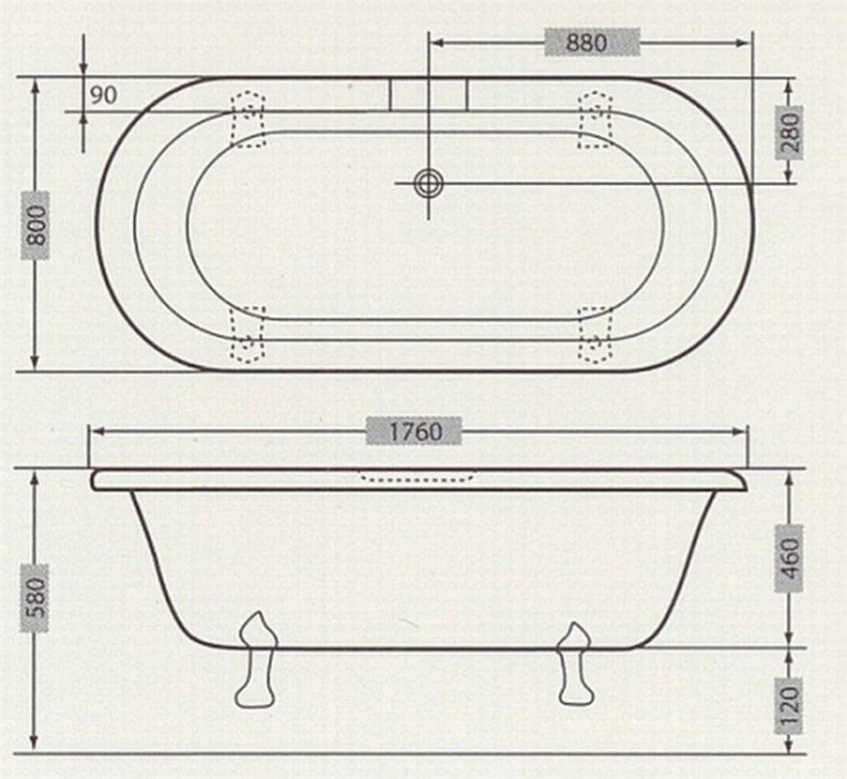 Independiente de baño de lujo Nouveau Milano Negro / Plata - Independiente barroco bañera baño