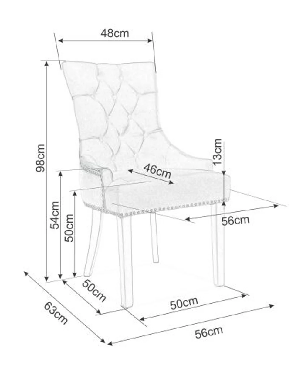 Silla de comedor Chesterfield de lujo Casa Padrino gris / plateado / negro - silla de cocina con tela de terciopelo - muebles de comedor