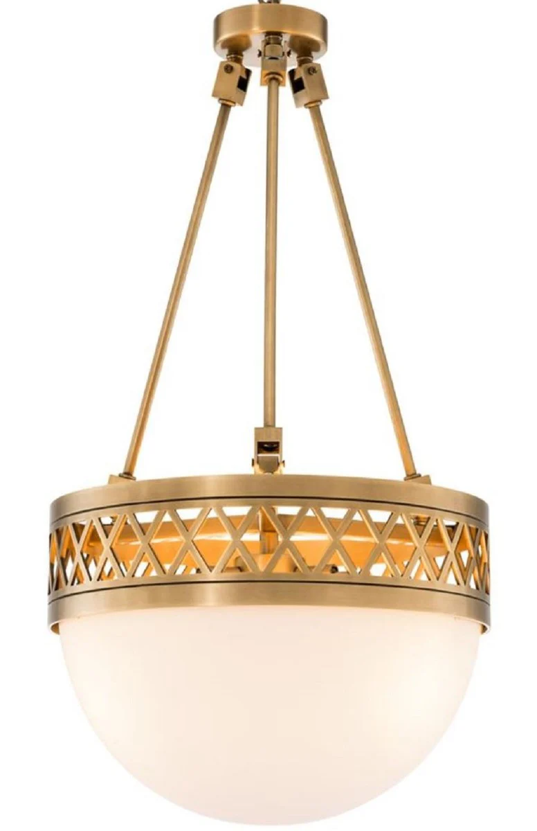 Casa Padrino araña de lujo de latón antiguo / blanco Ø 36 x H. 67,5 cm - Calidad de Lujo