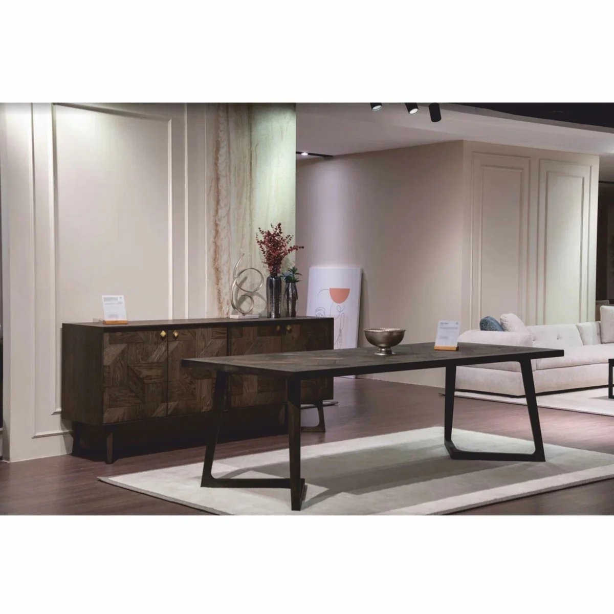 Casa Padrino conjunto de comedor de lujo marr¨®n / crema - 1 Mesa de comedor y 6 Sillas de comedor - Muebles de lujo