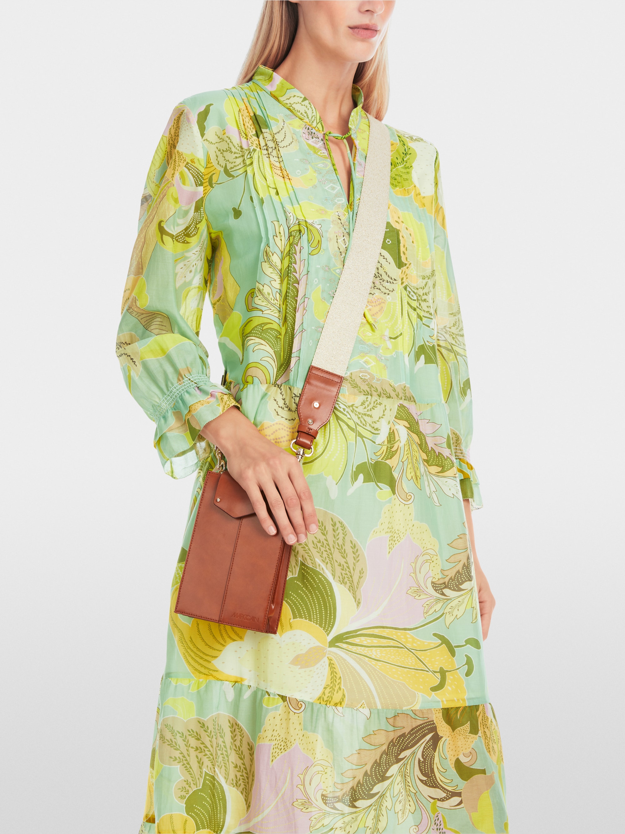 Marc-Cain Wide midi dress with leaf motif