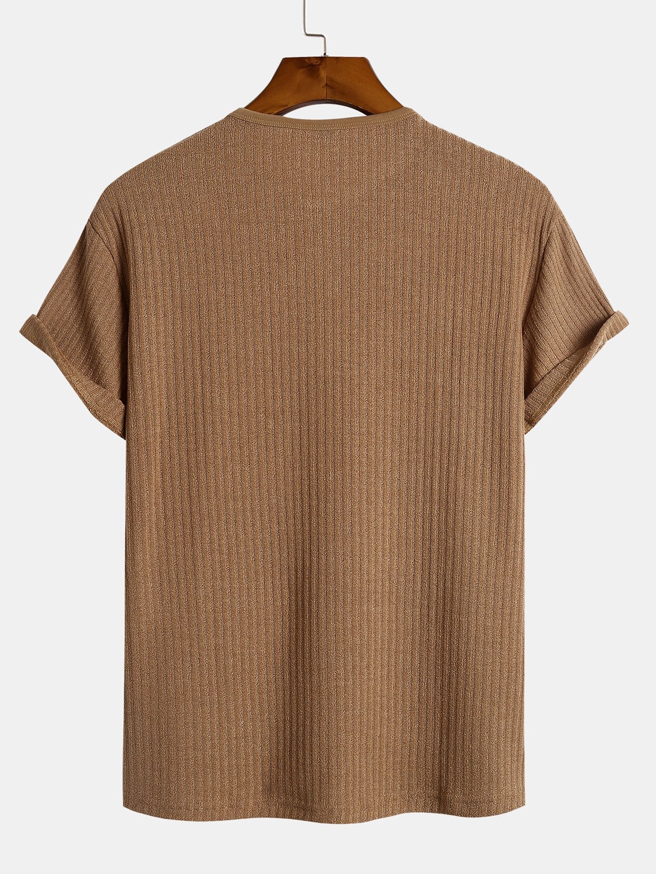 Muscle Fit Ribbed Henley Shirt