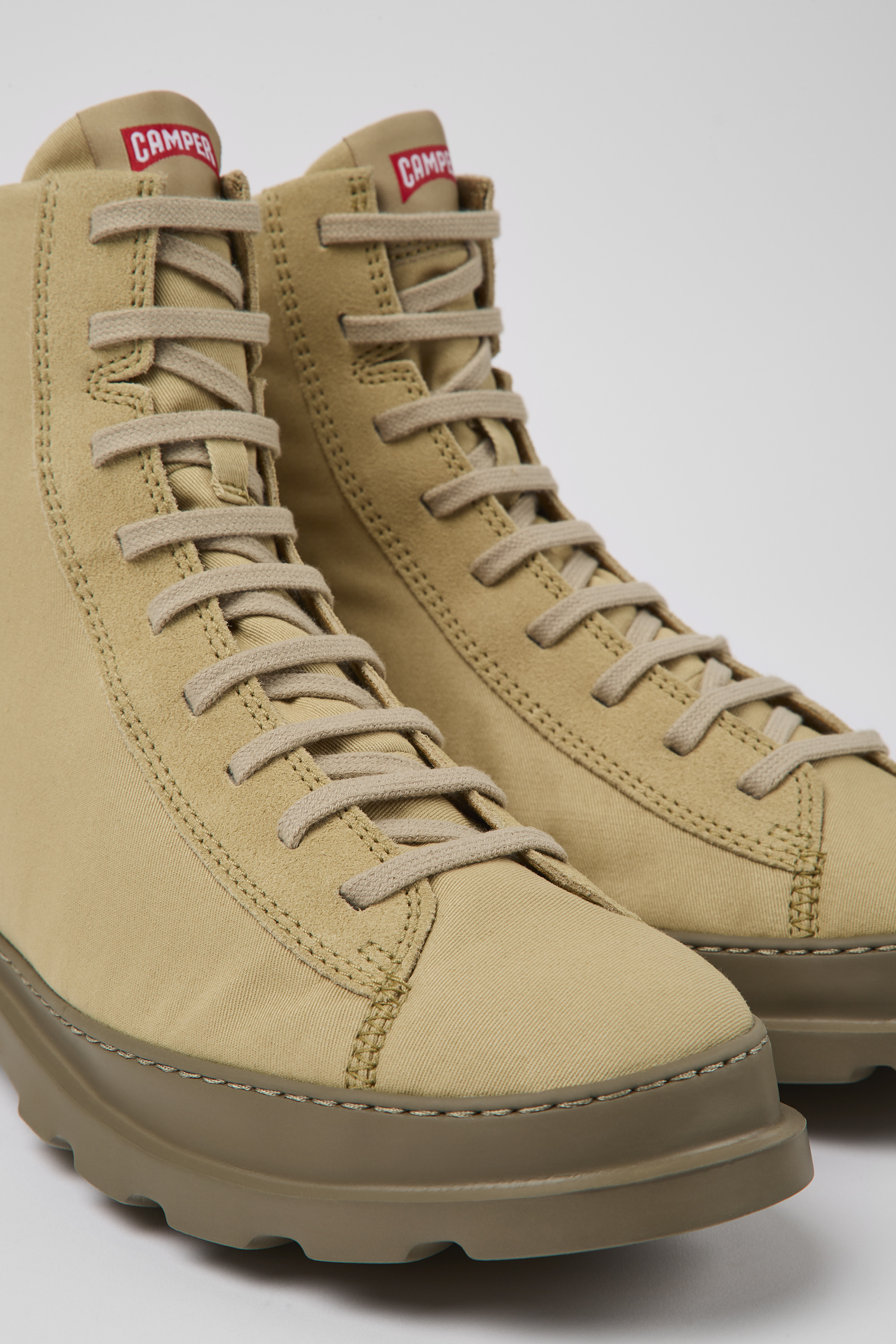 Brutus - Beige textile and nubuck ankle boots for women