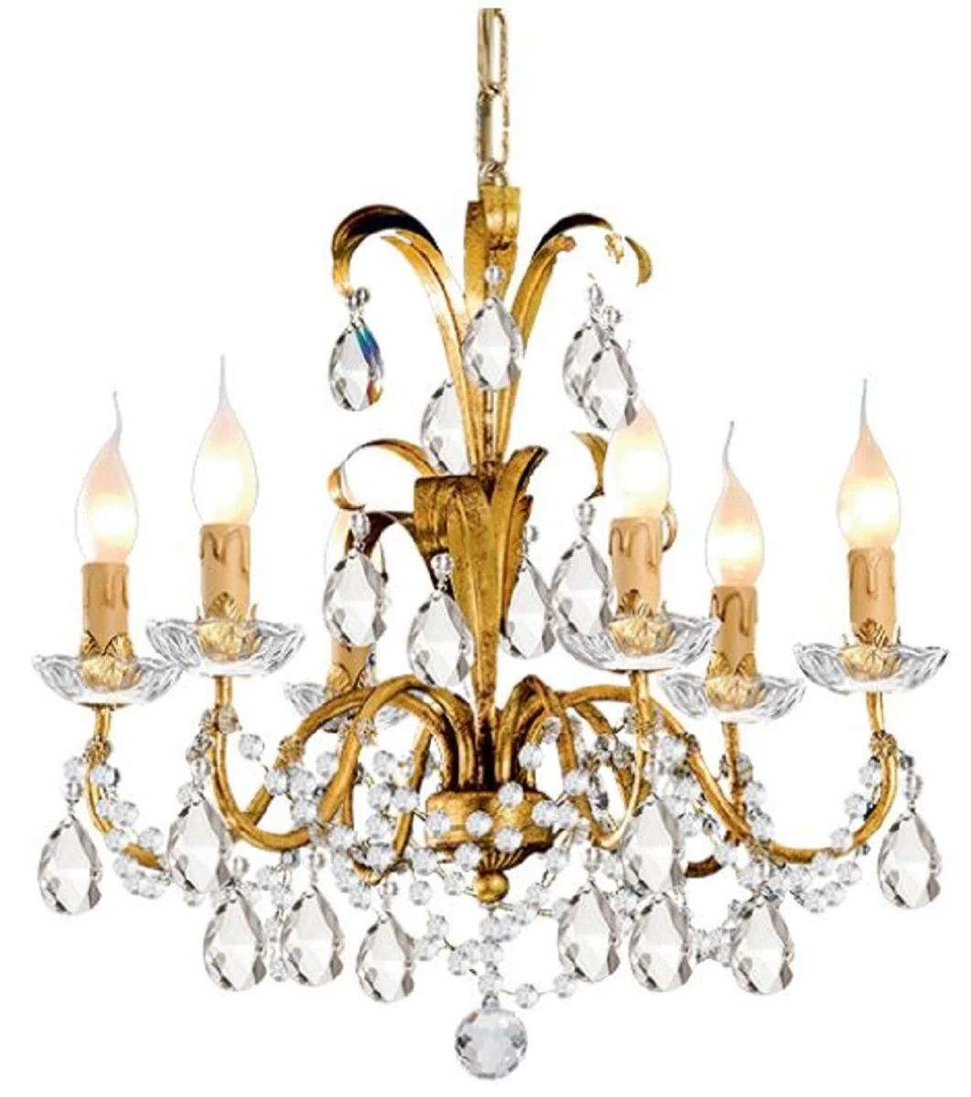 Casa Padrino araña de luces de cristal barroco de lujo oro antiguo Ø 50 x A. 56 cm - Magnífica lámpara de araña con cristal de Bohemia - Calidad de lujo