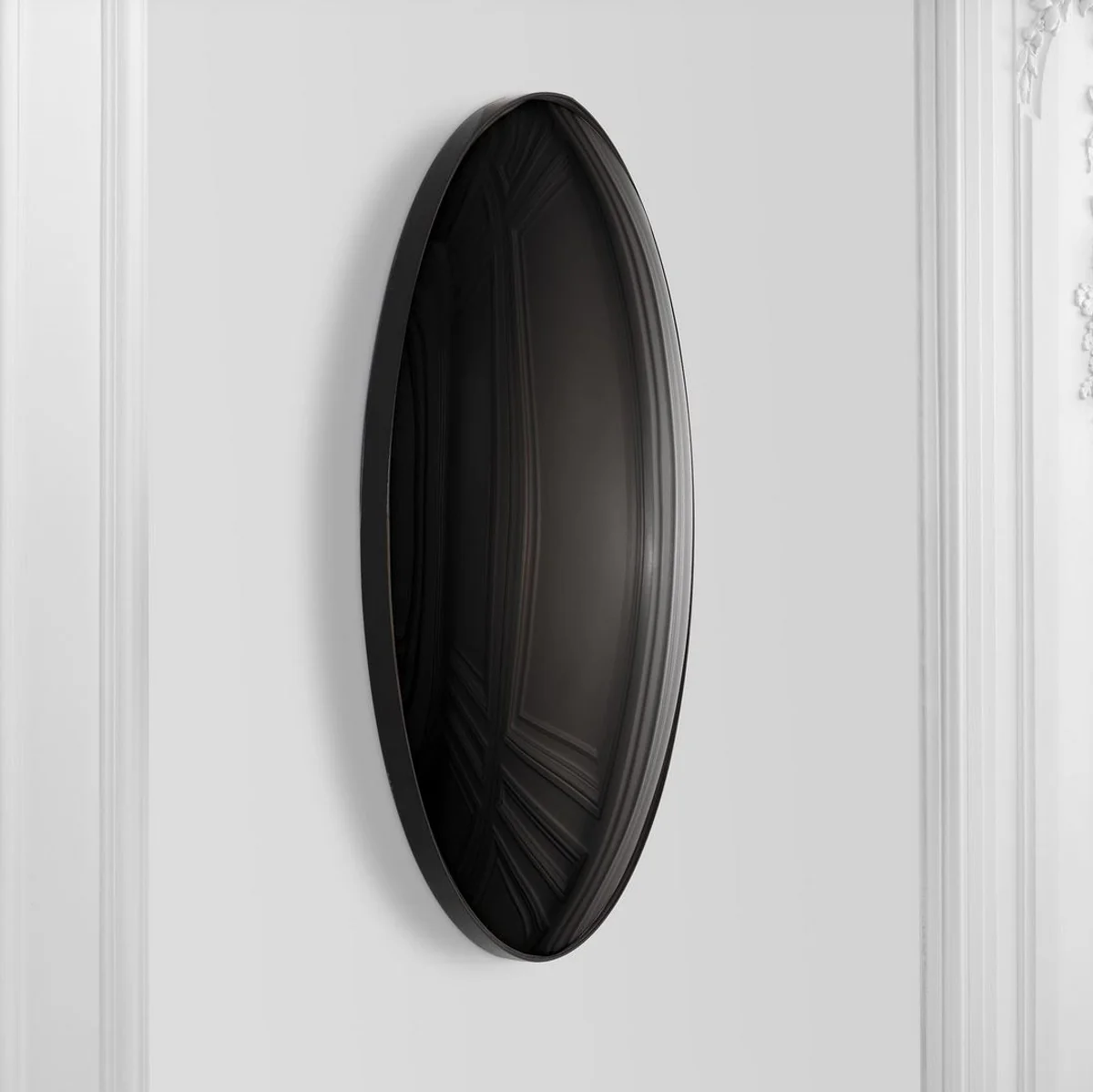 Casa Padrino espejo de lujo negro ? 91 cm - Espejo de pared redondo convexo - Muebles de Lujo