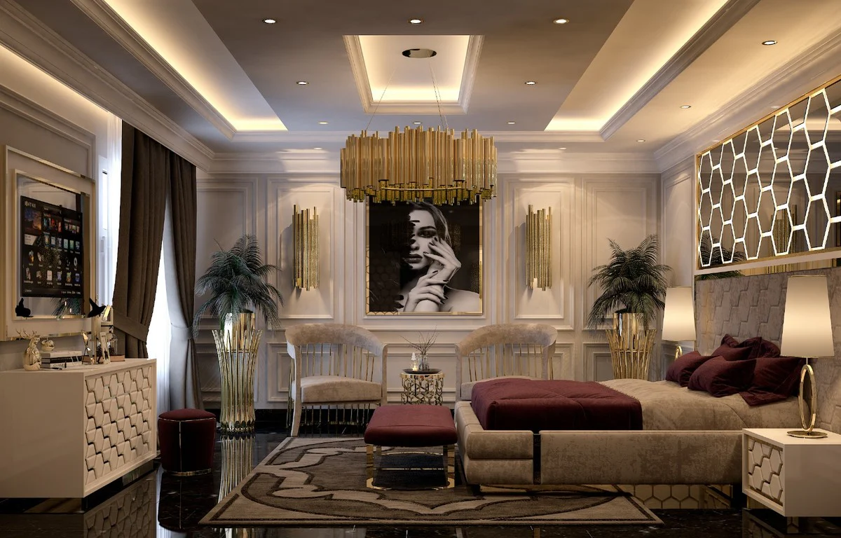 Casa Padrino sill¨®n de lujo gris / oro 75 x 75 x A. 81 cm - Sill¨®n de sal¨®n - Sill¨®n de hotel - Muebles de sal¨®n - Muebles de hotel - Muebles de lujo