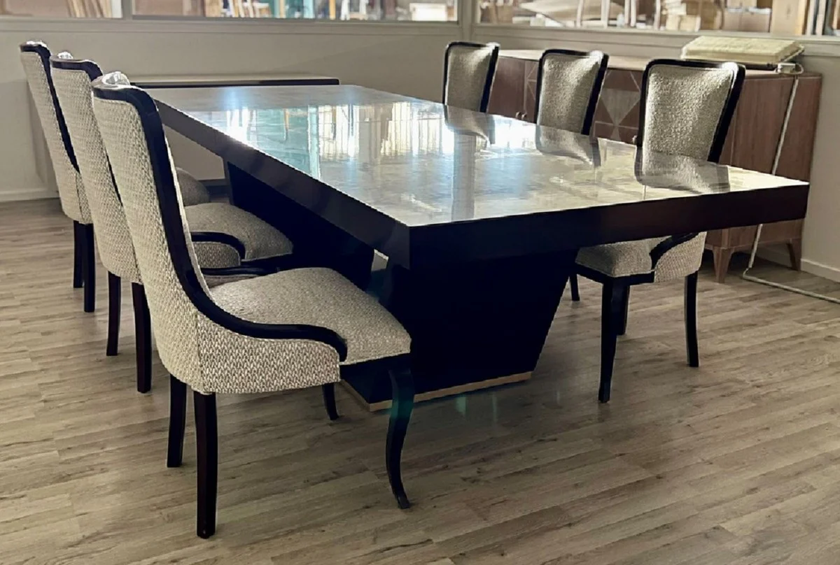 Casa Padrino mesa de comedor de lujo marr¨®n / oro 300-400 x 110 x A. 78 cm - Mesa de comedor extensible de madera maciza - Muebles de comedor de lujo italianos - Calidad de lujo - Hecho en Italia