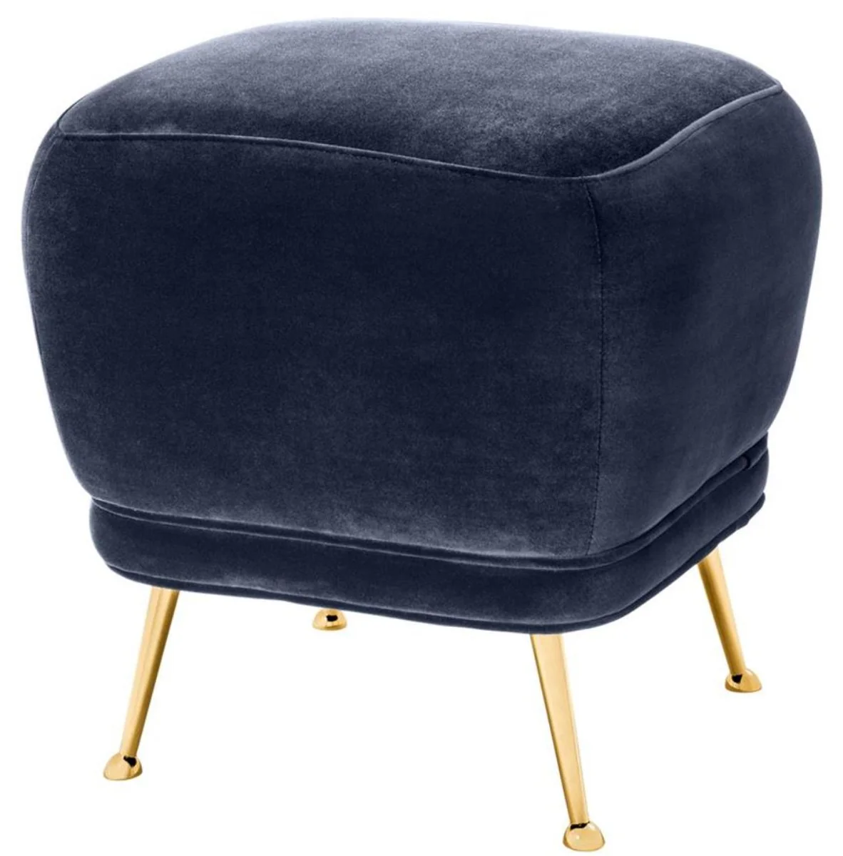 Casa Padrino taburete de terciopelo de lujo azul medianoche / latón 47 x 47 x H. 47 cm - Muebles de Lujo