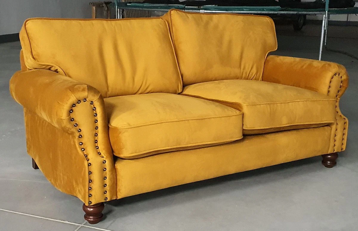 Casa Padrino sof¨¢ de sal¨®n de lujo de terciopelo amarillo 175 cm - Muebles de lujo