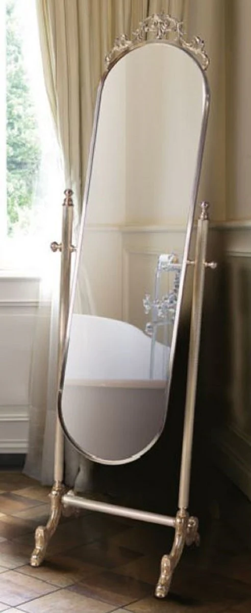 Casa Padrino espejo de pie barroco de lujo plata / oro 51 x 41 x A. 165 cm - Espejo de lat¨®n noble - Espejo de ba?o - Espejo de dormitorio - Muebles Barrocos - Calidad de Lujo