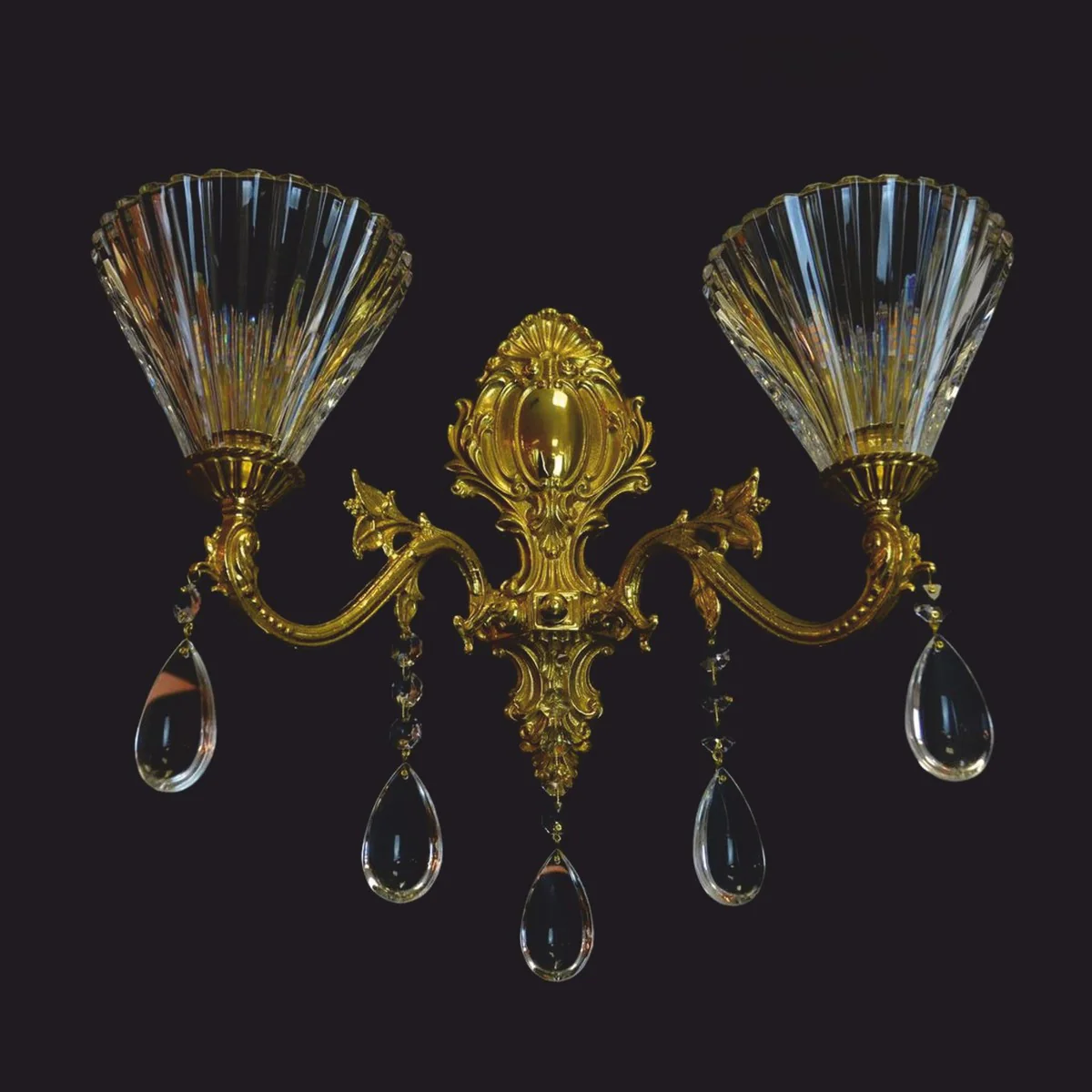 Casa Padrino l¨¢mpara de pared doble de cristal LED barroco de lujo oro 43 x 23 x A. 39 cm - Luces Barrocos