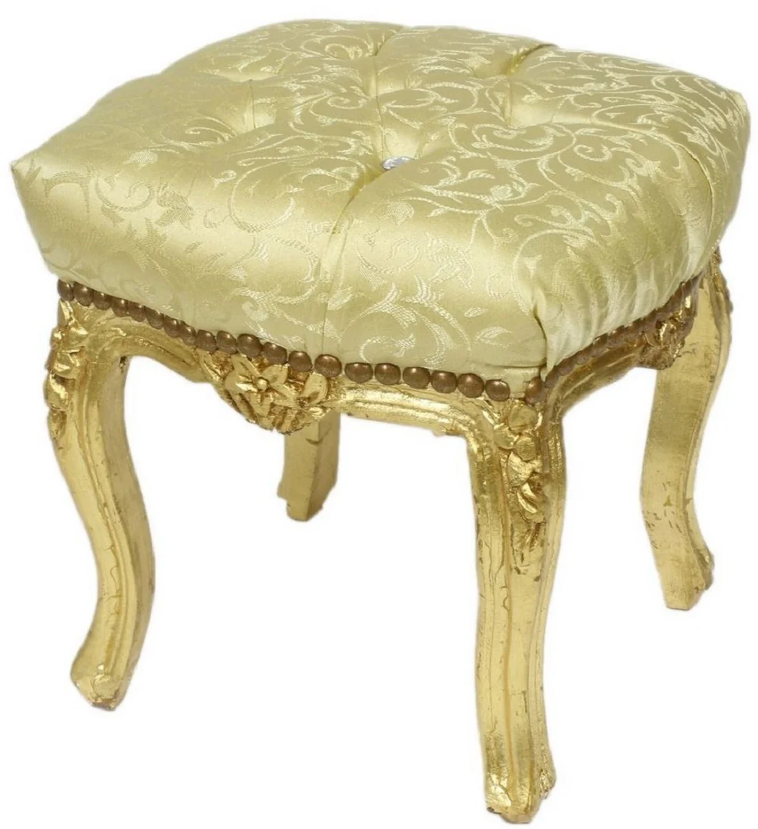 Casa Padrino taburete barroco oro patr¨®n / oro 45 x 40 x A. 35 cm - Taburete barroco hecho a mano con pedrer¨ªa - Muebles de estilo barroco