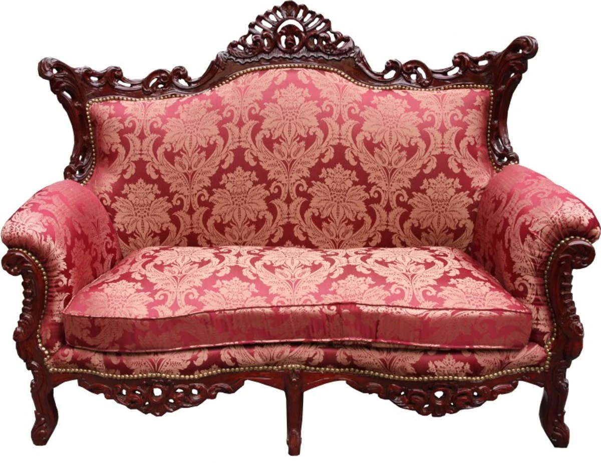 Casa Padrino Baroque 2-seater Master Bordeaux Pattern / Brown Red - living room couch furniture Lounge