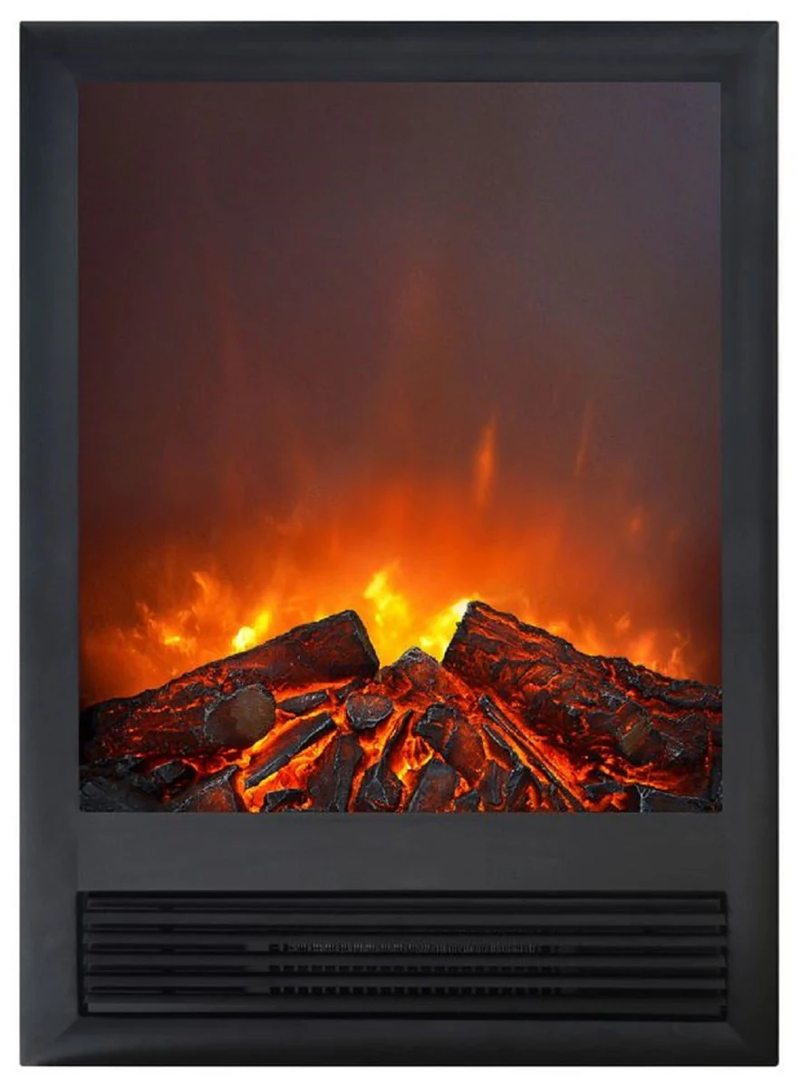 Casa Padrino chimenea empotrada el¨¦ctrica de lujo negro 47 x 20,5 x A. 66,5 cm - Chimenea LED decorativa de sal¨®n con mando a distancia - Muebles de sal¨®n - Muebles de lujo