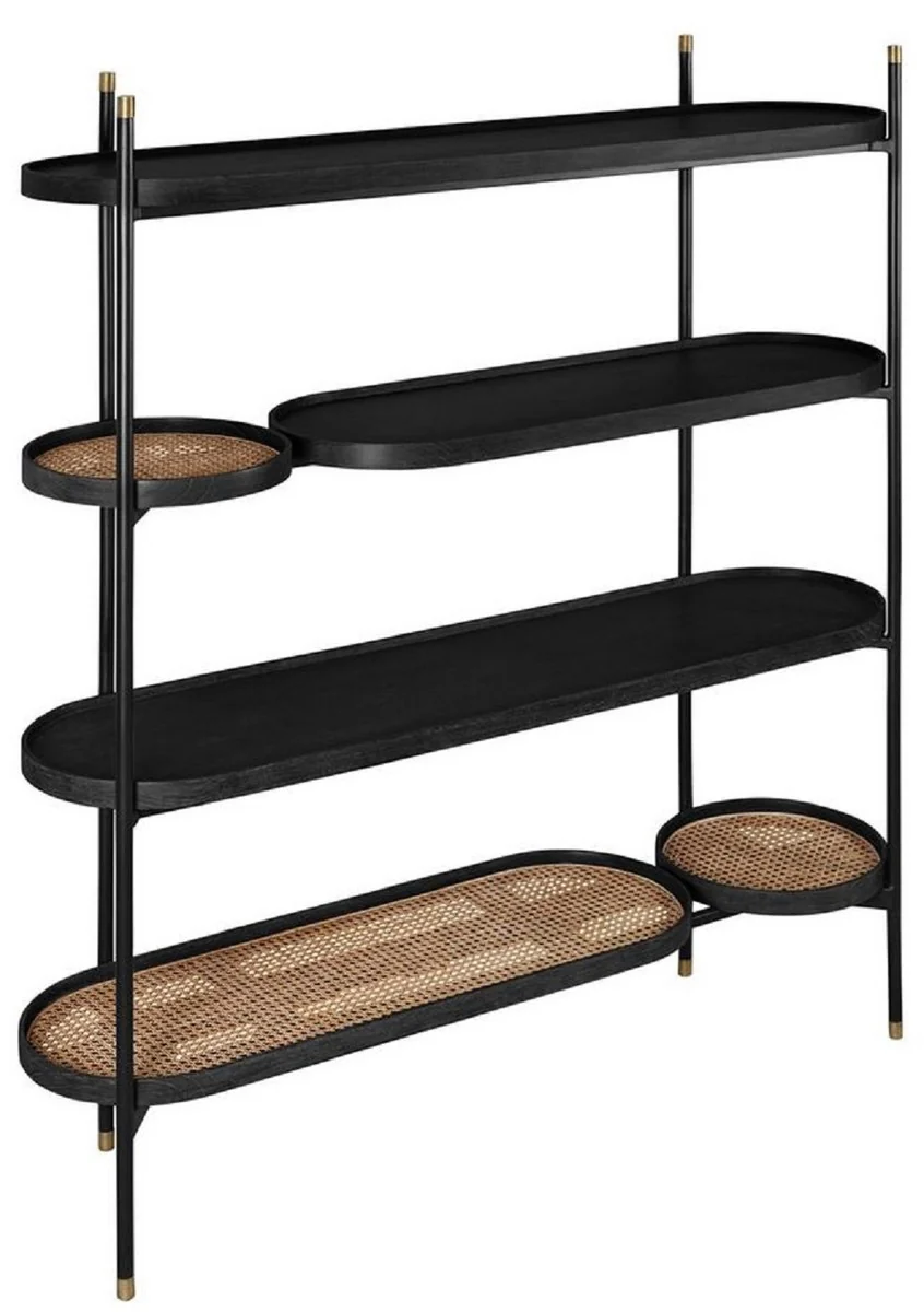 Casa Padrino armario de estanter¨ªa de lujo negro / natural / lat¨®n 154 x 42,3 x A. 170 cm - Muebles de Sal¨®n y Hotel - Calidad de Lujo