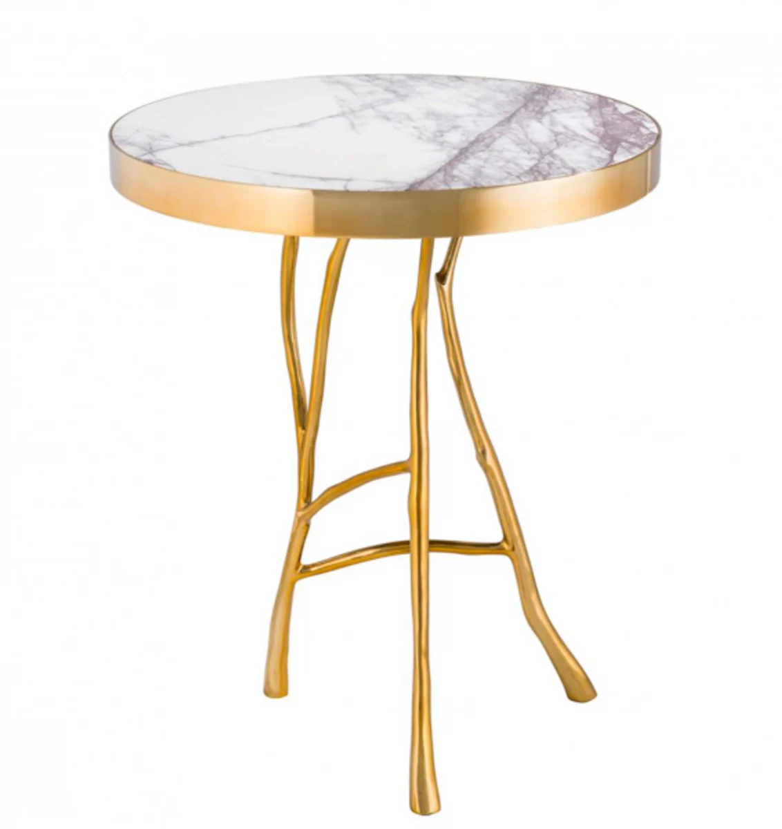 Casa Padrino luxury art deco designer side table gold with white marble top 50 x H 58 cm - Luxury Hotel Table