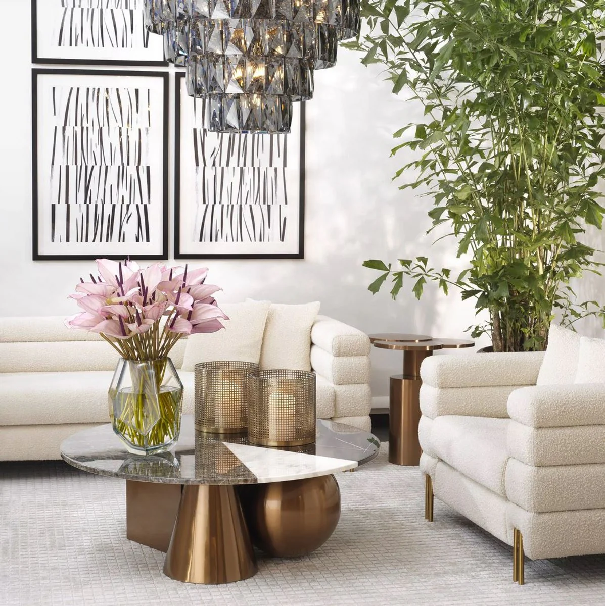 Casa Padrino alfombra de viscosa de lujo plata-arena 300 x 400 cm - Alfombra de salón y hotel tejida a mano - Accesorios de decoración de salón - Calidad de Lujo