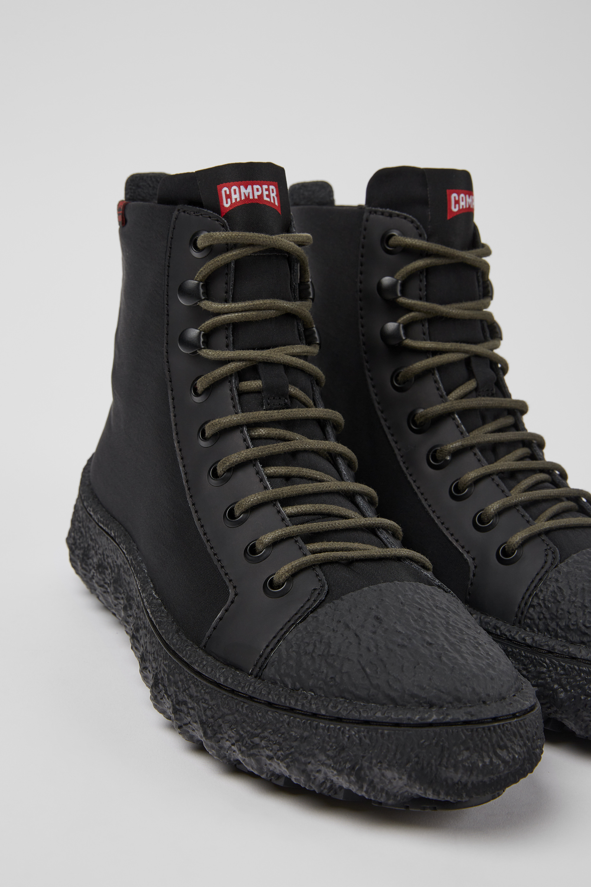 Ground PrimaLoft MICHELIN - Black textile and leather ankle boots for women